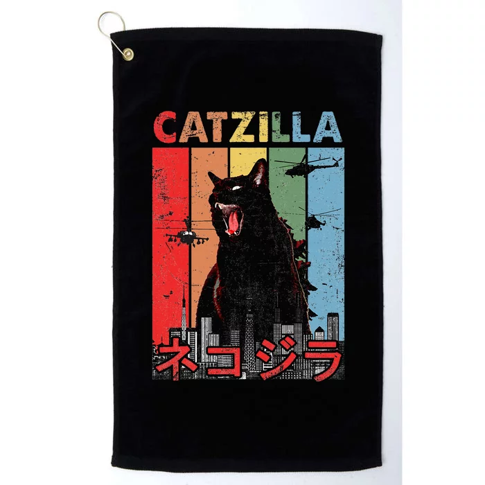 Vintage Catzilla Funny Kitten And Cat Lover Platinum Collection Golf Towel