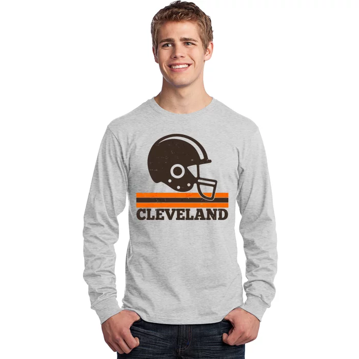 Vintage Cleveland Football Helmet Logo Long Sleeve Shirt