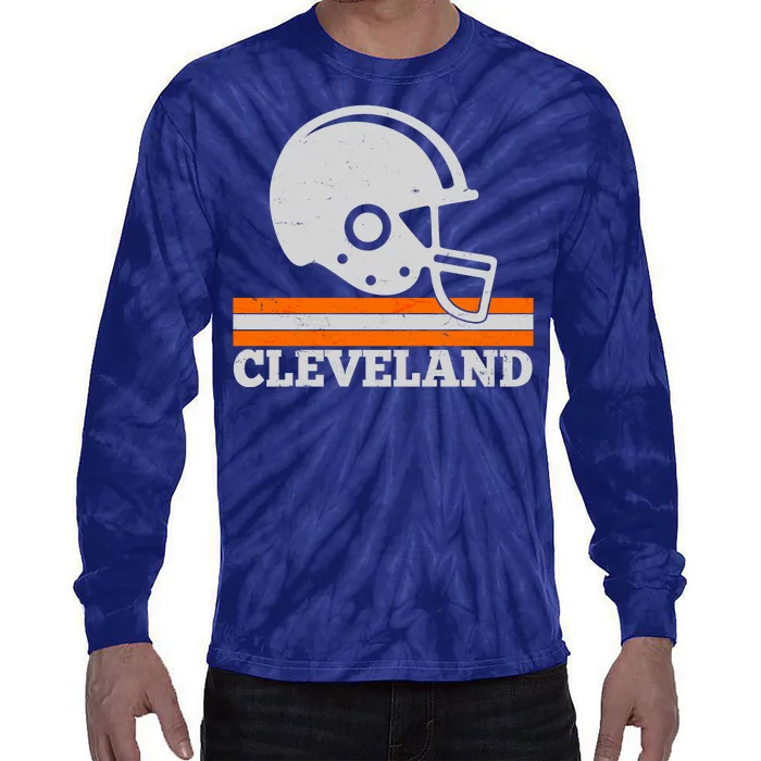 Vintage Cleveland Football Helmet Logo Tie-Dye Long Sleeve Shirt