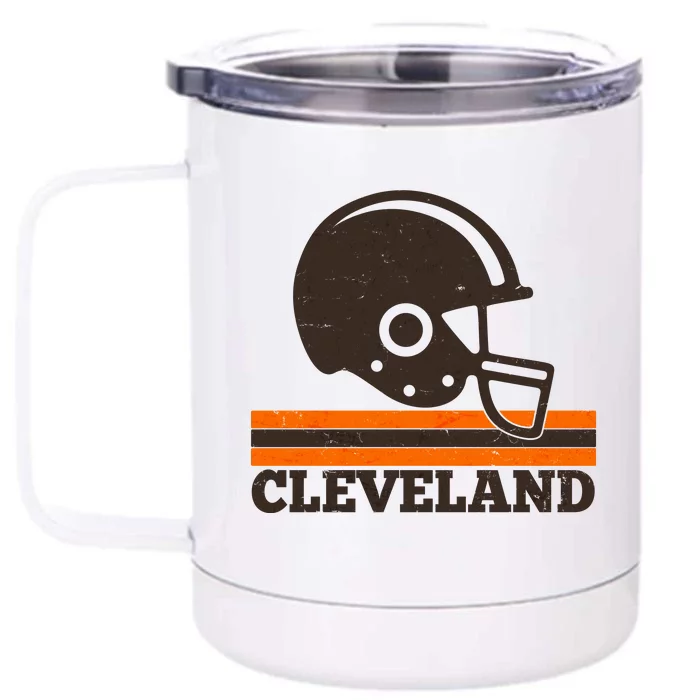 Vintage Cleveland Football Helmet Logo Front & Back 12oz Stainless Steel Tumbler Cup