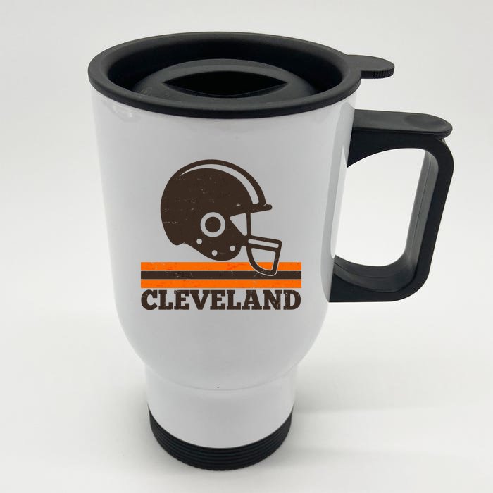 Vintage Cleveland Football Helmet Logo Front & Back Stainless Steel Travel Mug