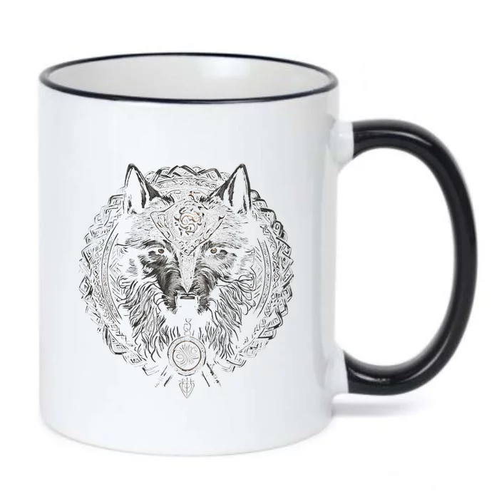 Viking Celtic Fenrir Wolf Black Color Changing Mug