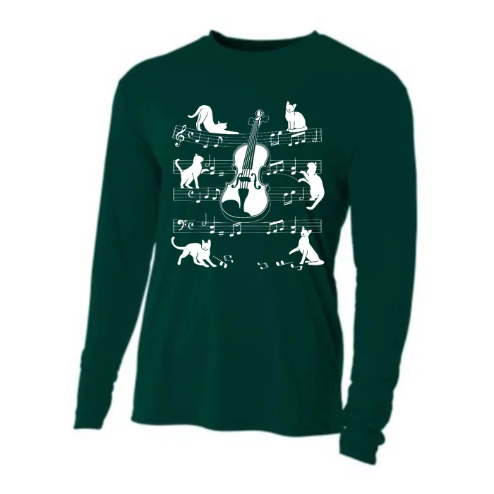 Violinist Cats For Cat Loving Violin Player Cooling Performance Long Sleeve Crew