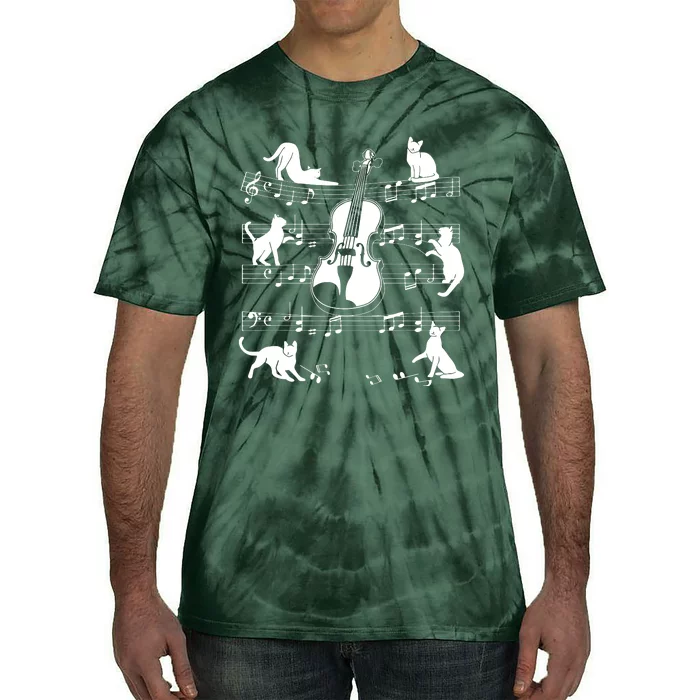 Violinist Cats For Cat Loving Violin Player Tie-Dye T-Shirt