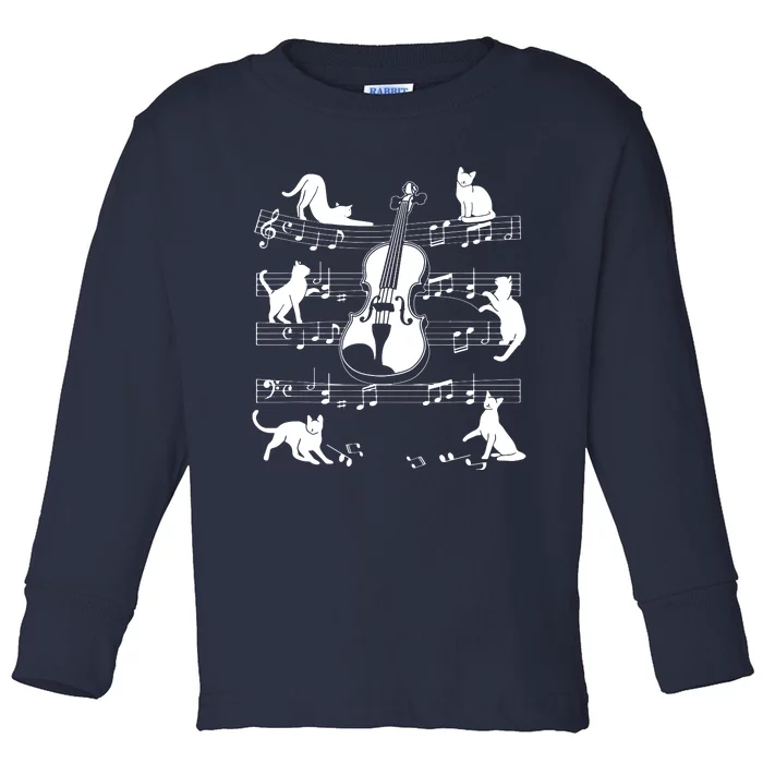 Violinist Cats For Cat Loving Violin Player Toddler Long Sleeve Shirt