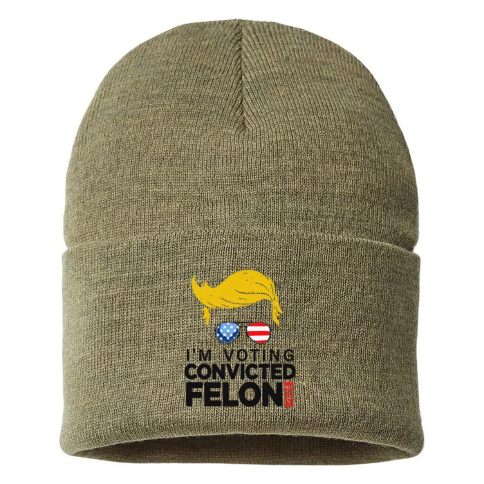 Voting Convicted Felon 2024 Graphic Sustainable Knit Beanie