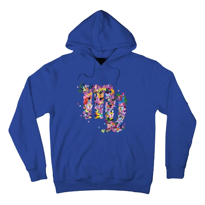 Virgo Colourful Flowers And Butterfly Zodiac Star Sign Funny Gift Hoodie