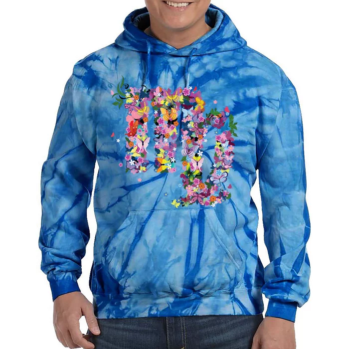 Virgo Colourful Flowers And Butterfly Zodiac Star Sign Funny Gift Tie Dye Hoodie