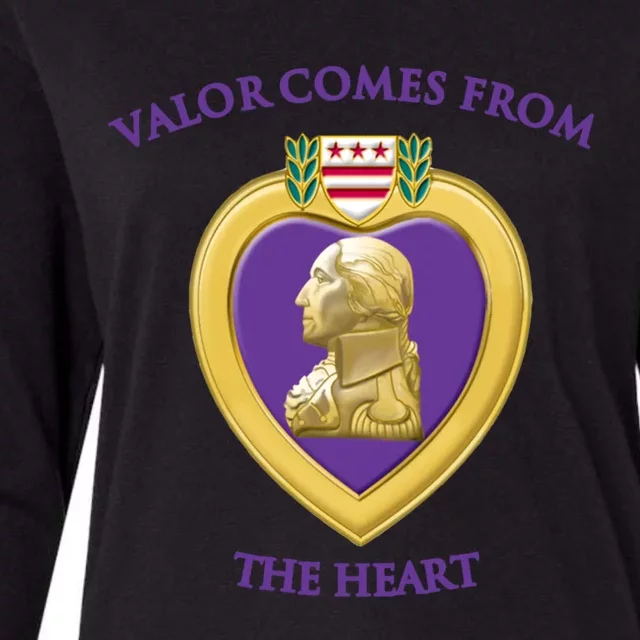 Valor Comes From The Heart Purple Heart Military Design Gift Womens Cotton Relaxed Long Sleeve T-Shirt