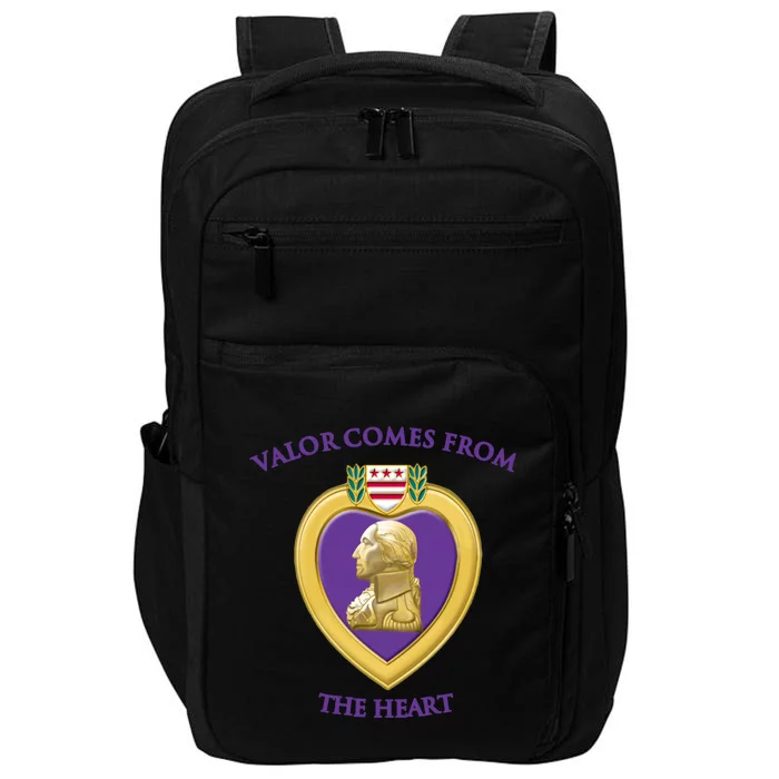 Valor Comes From The Heart Purple Heart Military Design Gift Impact Tech Backpack