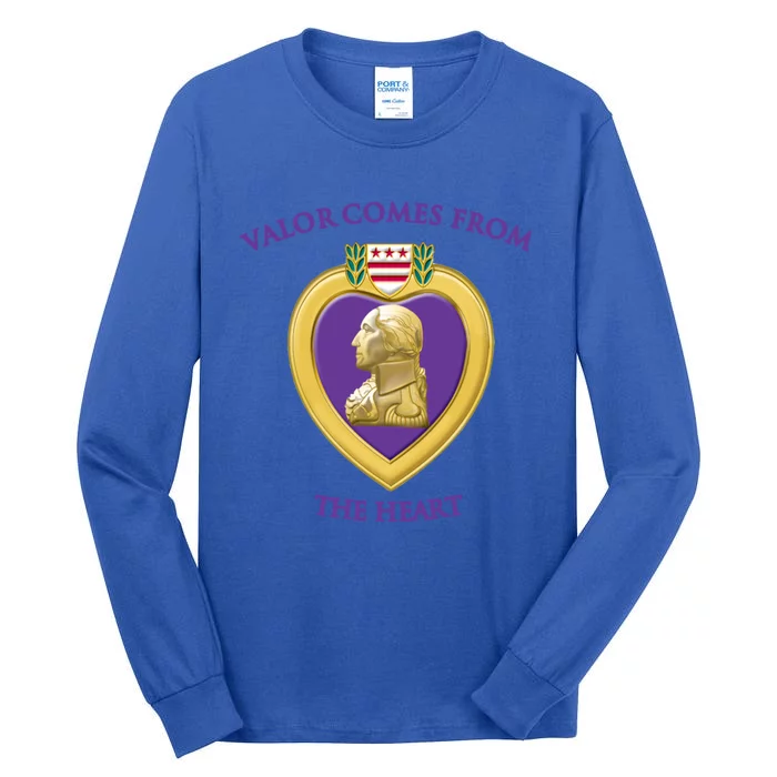 Valor Comes From The Heart Purple Heart Military Design Gift Tall Long Sleeve T-Shirt