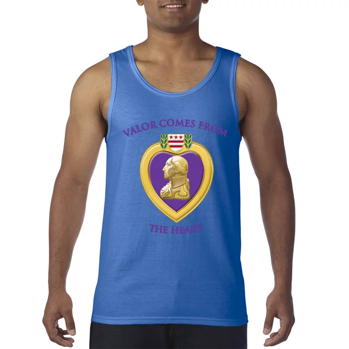 Valor Comes From The Heart Purple Heart Military Design Gift Tank Top