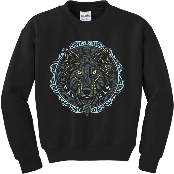 Viking Celtic Fenrir Wolf Of Odin Norse Myths Nordic Gifts Kids Sweatshirt