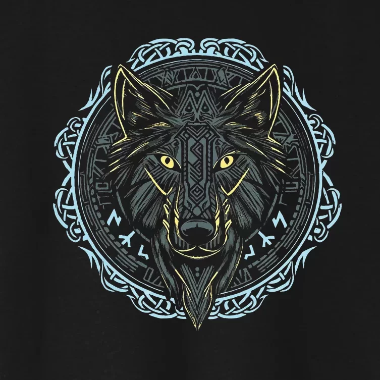 Viking Celtic Fenrir Wolf Of Odin Norse Myths Nordic Women's Crop Top Tee