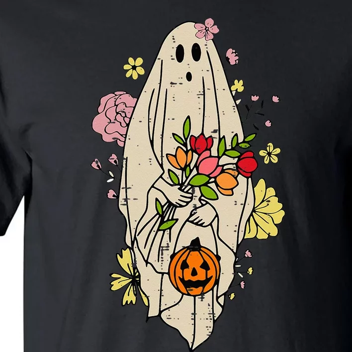 Vintage Cute Floral Ghost Halloween Pumpkin Costume Funny Tall T-Shirt