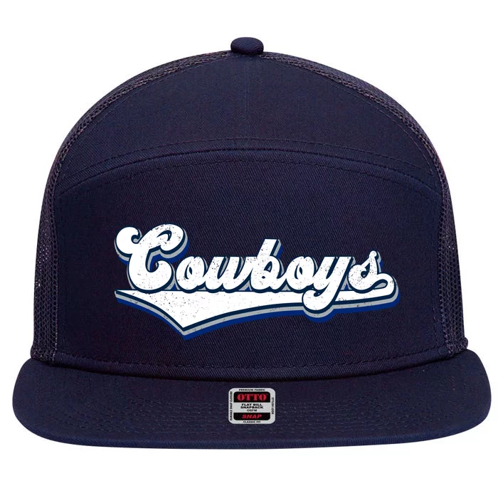 Vintages Cowboys Football Logo 7 Panel Mesh Trucker Snapback Hat