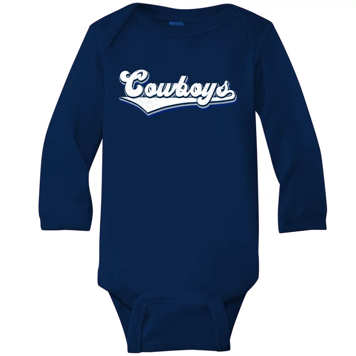 Vintages Cowboys Football Logo Baby Long Sleeve Bodysuit