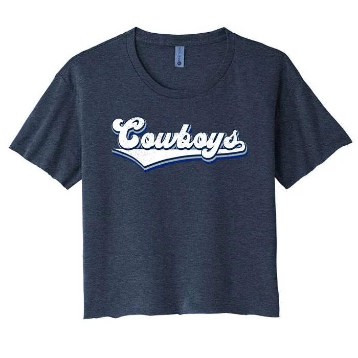 Vintages Cowboys Football Logo Women's Crop Top Tee