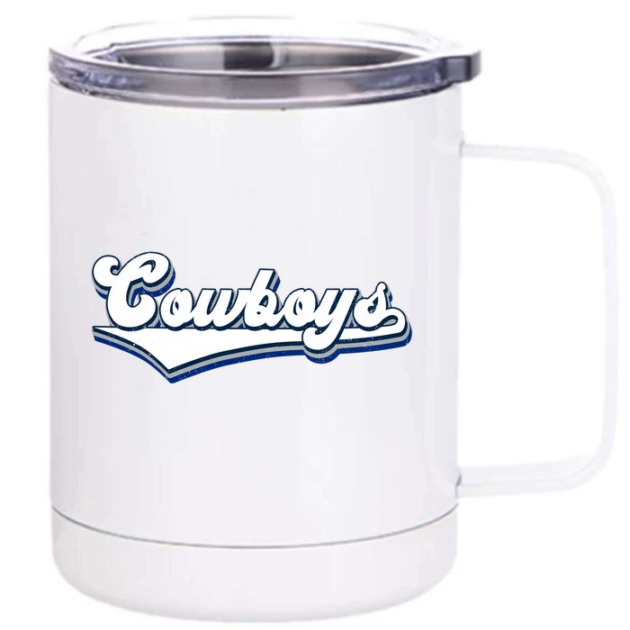 Vintages Cowboys Football Logo Front & Back 12oz Stainless Steel Tumbler Cup