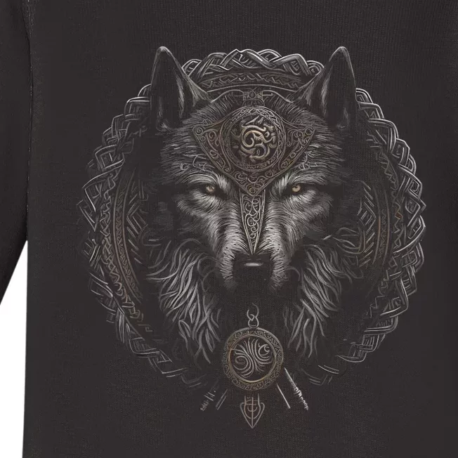 Viking Celtic Fenrir Wolf Women Baby Long Sleeve Bodysuit