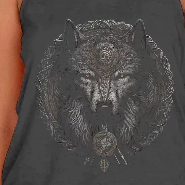 Viking Celtic Fenrir Wolf Women Women's Knotted Racerback Tank