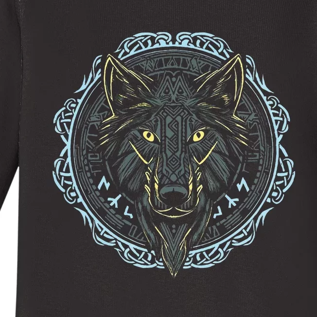 Viking Celtic Fenrir Wolf Of Odin Norse Myths Nordic Gifts Baby Long Sleeve Bodysuit