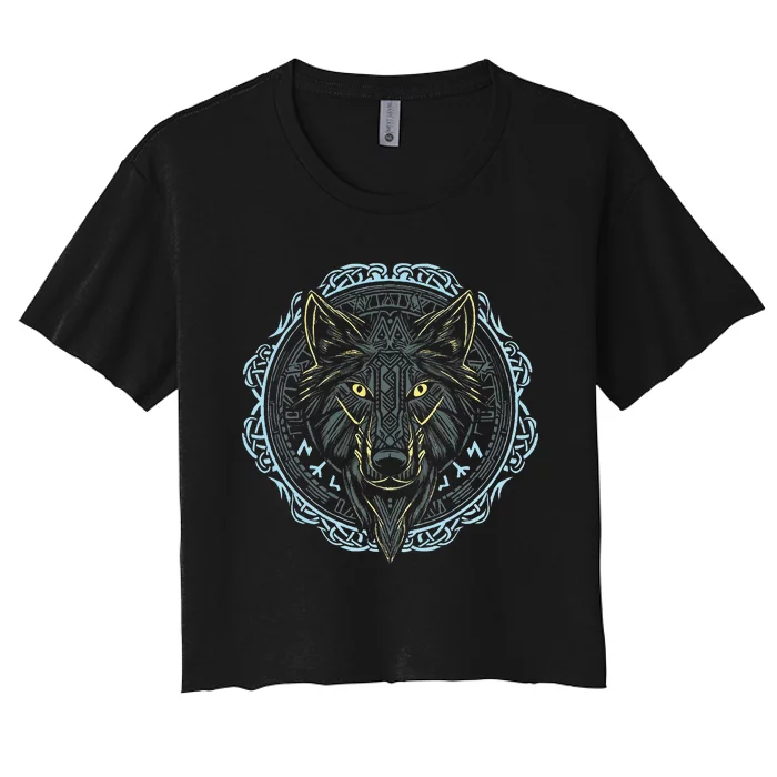 Viking Celtic Fenrir Wolf Of Odin Norse Myths Nordic Gifts Women's Crop Top Tee