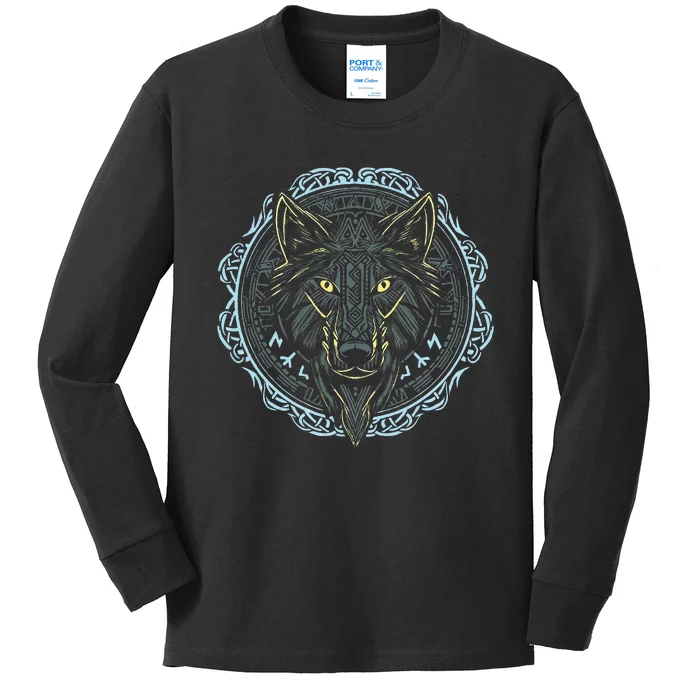 Viking Celtic Fenrir Wolf Of Odin Norse Myths Nordic Gifts Kids Long Sleeve Shirt