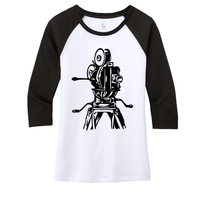 Vintage Camera Film Editor Women's Tri-Blend 3/4-Sleeve Raglan Shirt