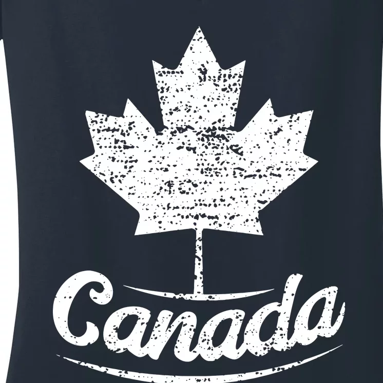 Vintage Canada Flag Canadian Flag Maple Leaf Women's V-Neck T-Shirt