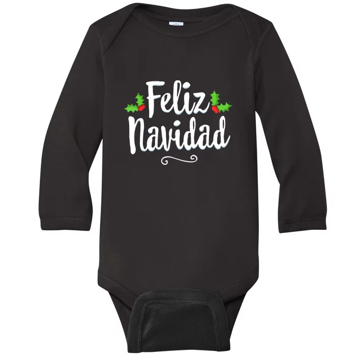 Vintage Christmas Feliz Navidad Retro Mexican Spanish Xmas Gift Baby Long Sleeve Bodysuit