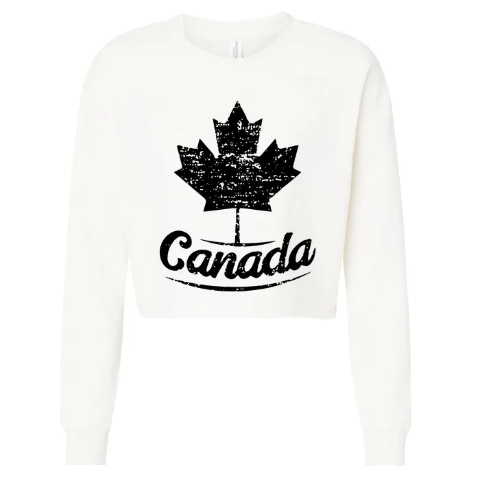 Vintage Canada Flag Canadian Flag Maple Leaf Cropped Pullover Crew