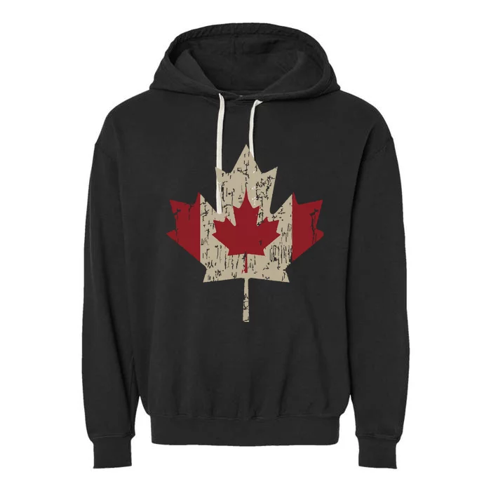 Vintage Canada Flag Shirts Maple Leaf Canadian Pride Garment-Dyed Fleece Hoodie