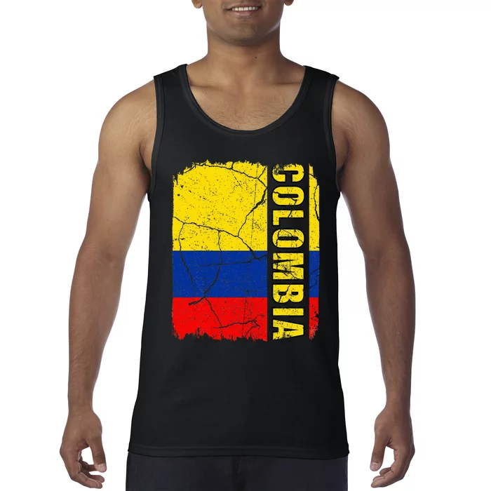 Vintage Colombian Flag Colombia Pride Roots Heritage Gift Tank Top