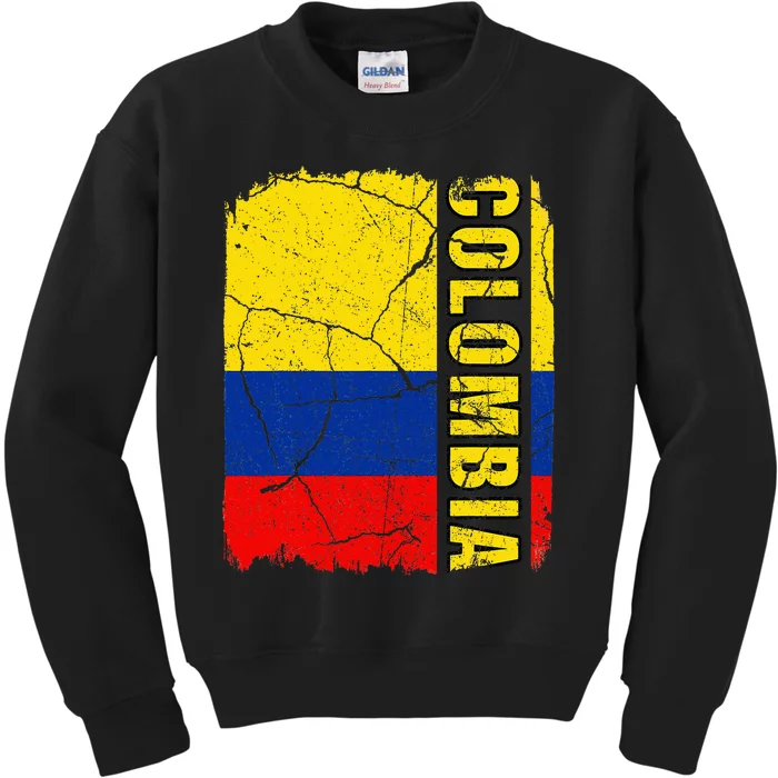 Vintage Colombian Flag Colombia Pride Roots Heritage Gift Kids Sweatshirt