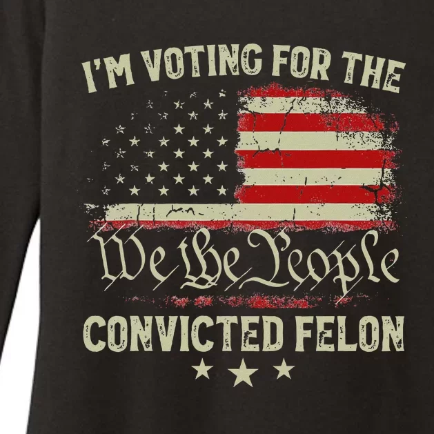 Voting Convicted Felon Trump 2024 Us Flag Womens CVC Long Sleeve Shirt