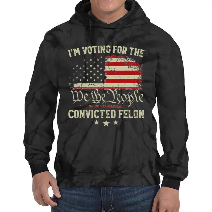 Voting Convicted Felon Trump 2024 Us Flag Tie Dye Hoodie