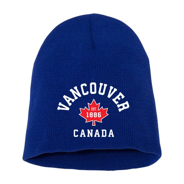 Vancouver Canada Gift Canadian Flag Maple Leaf Gift Short Acrylic Beanie