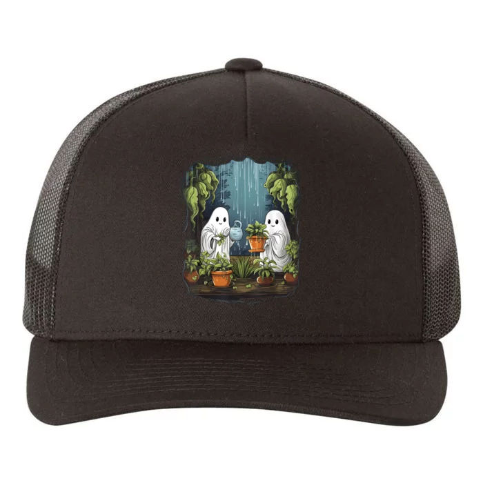 Vintage Cute Ghost Plant Halloween Plant Lovers Gardening Yupoong Adult 5-Panel Trucker Hat