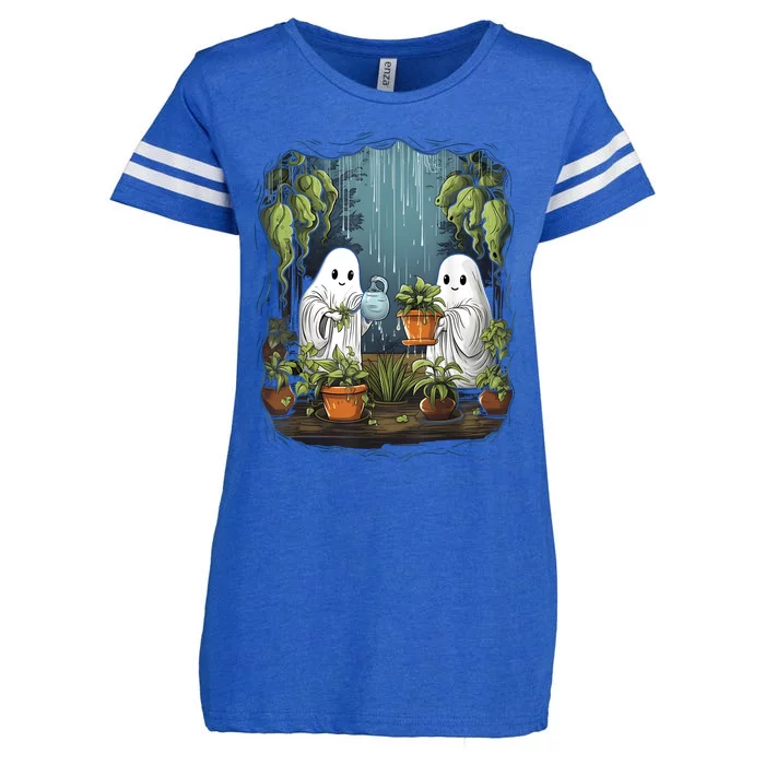 Vintage Cute Ghost Plant Halloween Plant Lovers Gardening Enza Ladies Jersey Football T-Shirt