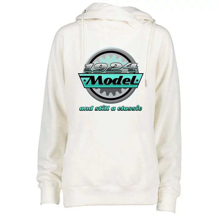 Vintage Car Gear 1924 Model And Still A Classic 100th Birthday Womens Funnel Neck Pullover Hood