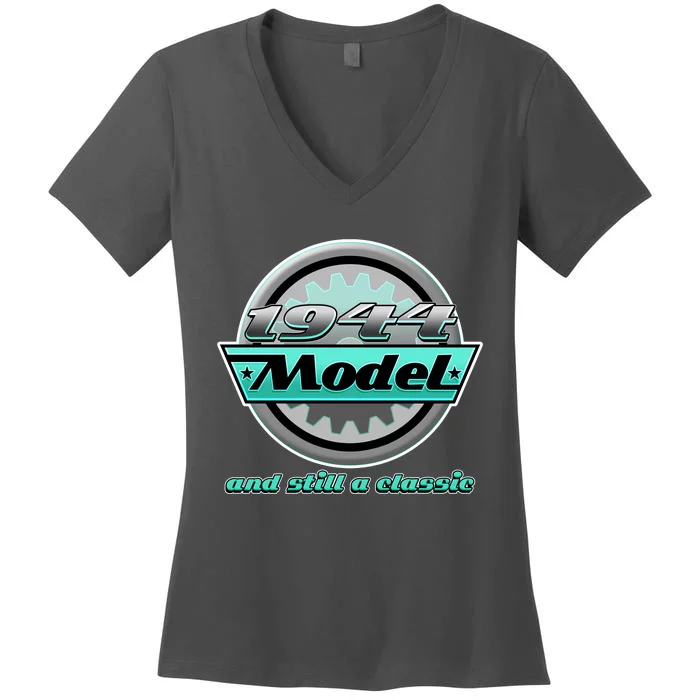 Vintage Car Gear 1944 Model And Still A Classic 80th Birthday Women's V-Neck T-Shirt