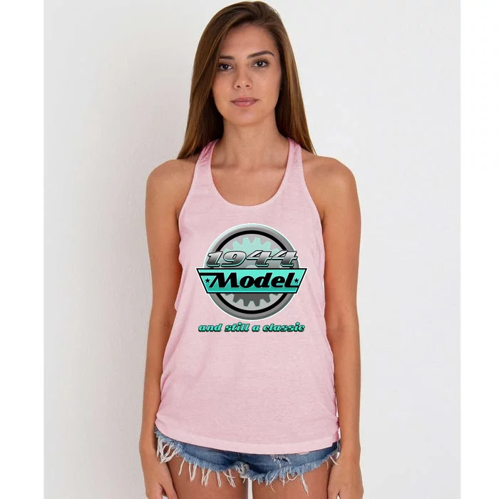 Vintage Car Gear 1944 Model And Still A Classic 80th Birthday Women's Knotted Racerback Tank