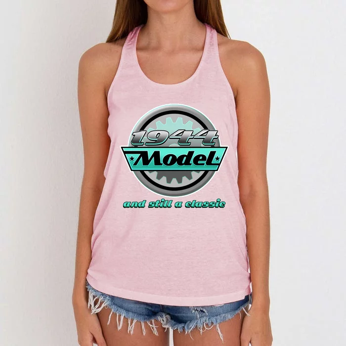 Vintage Car Gear 1944 Model And Still A Classic 80th Birthday Women's Knotted Racerback Tank