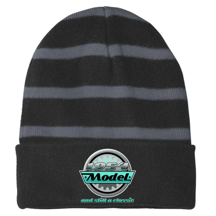 Vintage Car Gear 1954 Model And Still A Classic 70th Birthday Striped Beanie with Solid Band