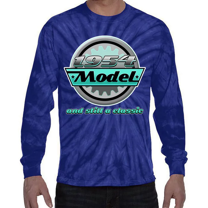 Vintage Car Gear 1954 Model And Still A Classic 70th Birthday Tie-Dye Long Sleeve Shirt