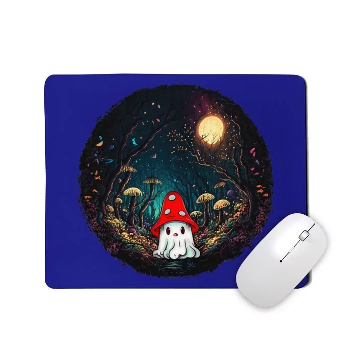 Vintage Cute Ghost Mushroom Forest Halloween Gothic Painting Mousepad