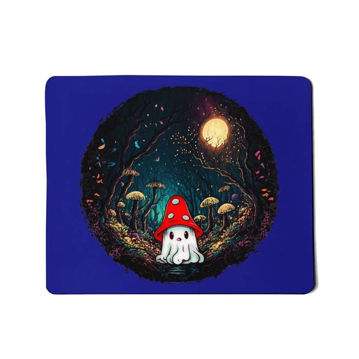 Vintage Cute Ghost Mushroom Forest Halloween Gothic Painting Mousepad