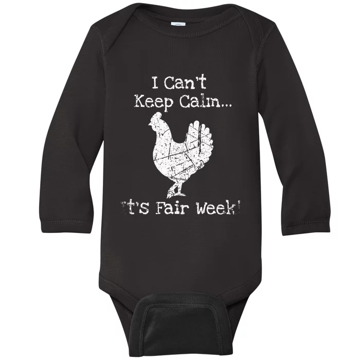 Vintage Chicken Graphic Fun Fair & Livestock Week Poultry Baby Long Sleeve Bodysuit