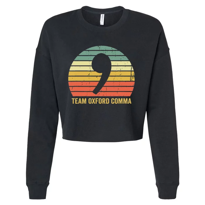 Vintage Comma Grammar Police English Nerd Gift Cropped Pullover Crew